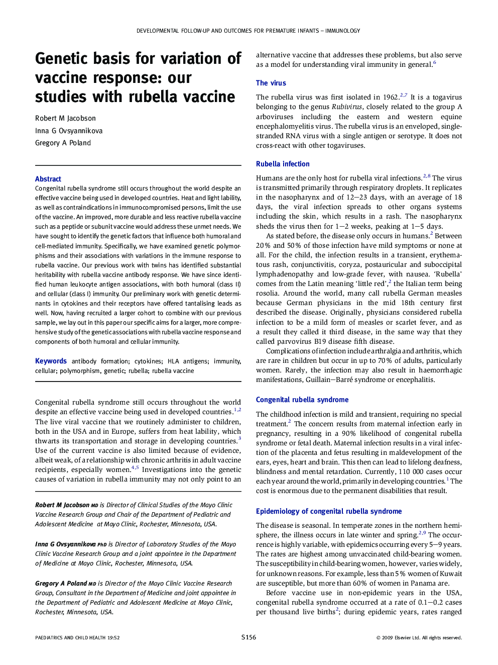 Genetic basis for variation of vaccine response: our studies with rubella vaccine