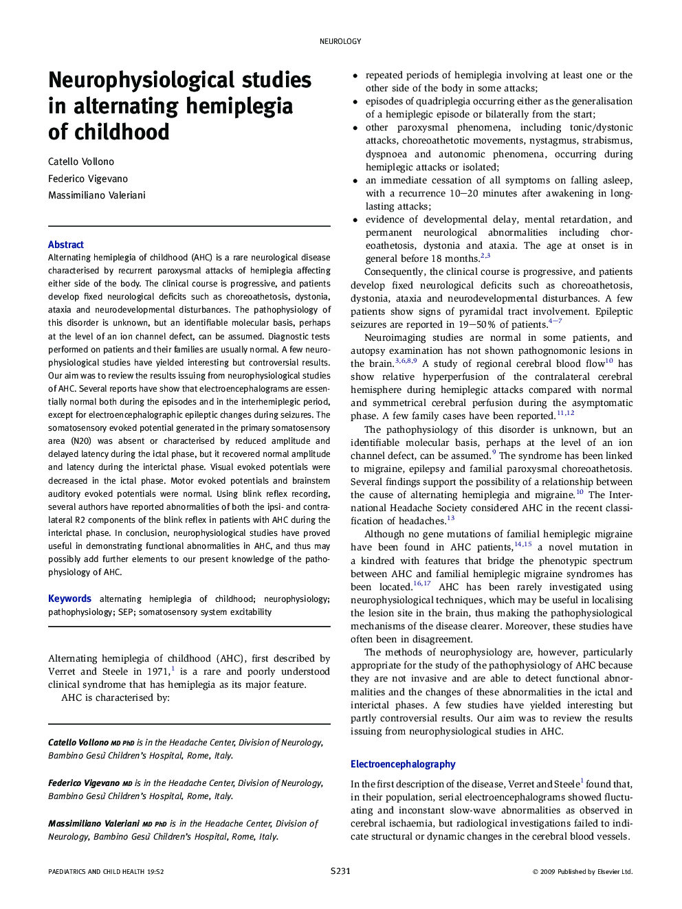 Neurophysiological studies in alternating hemiplegia of childhood