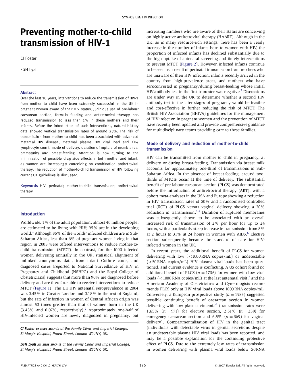 Preventing mother-to-child transmission of HIV-1