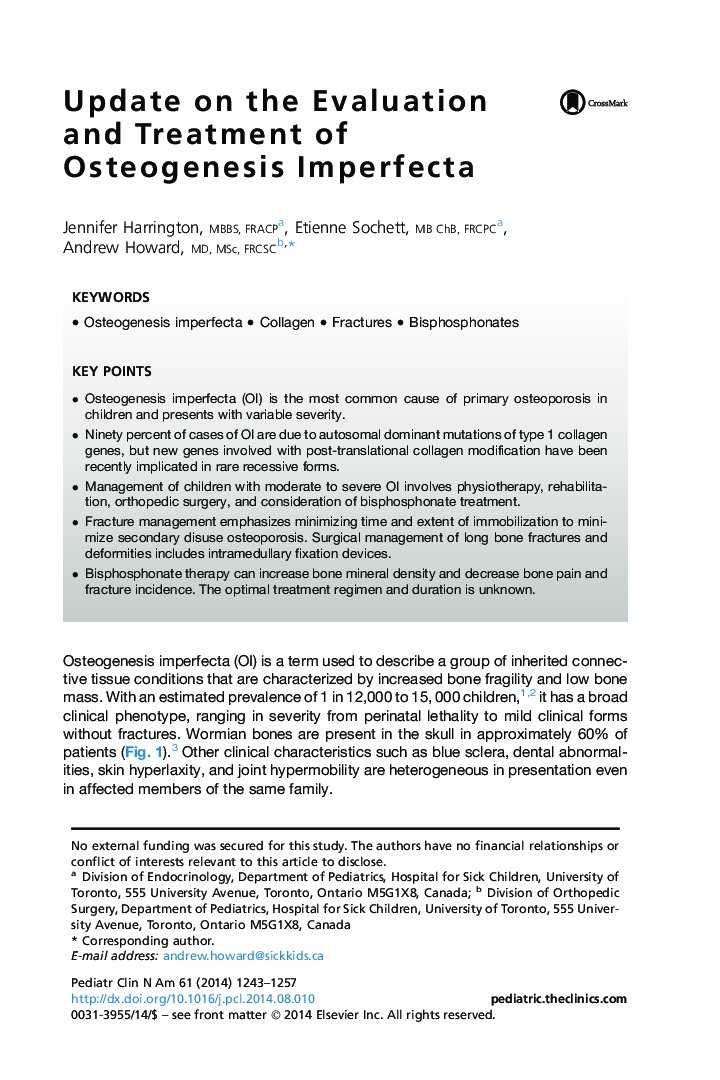 Update on the Evaluation and Treatment of Osteogenesis Imperfecta