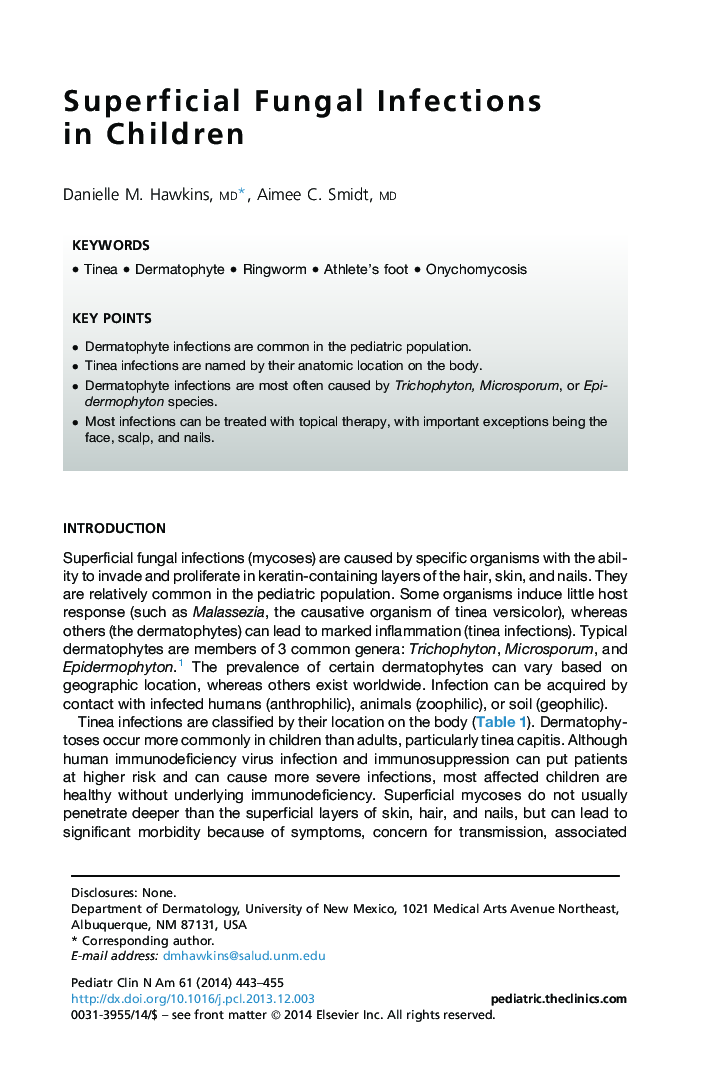 Superficial Fungal Infections in Children