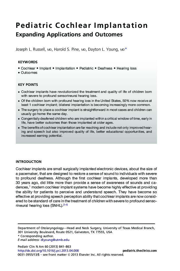 Pediatric Cochlear Implantation