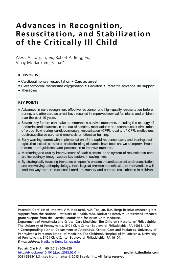 Advances in Recognition, Resuscitation, and Stabilization of the Critically Ill Child