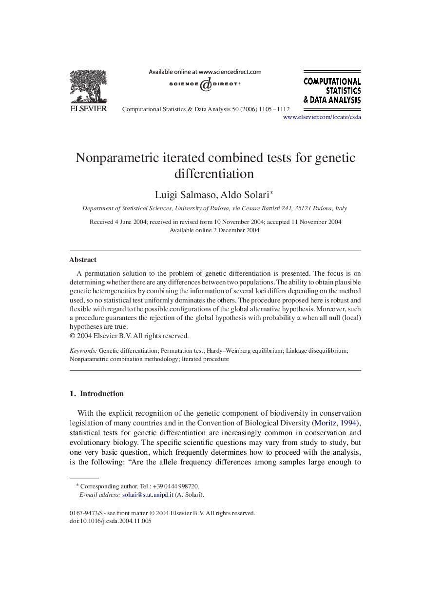 Nonparametric iterated combined tests for genetic differentiation