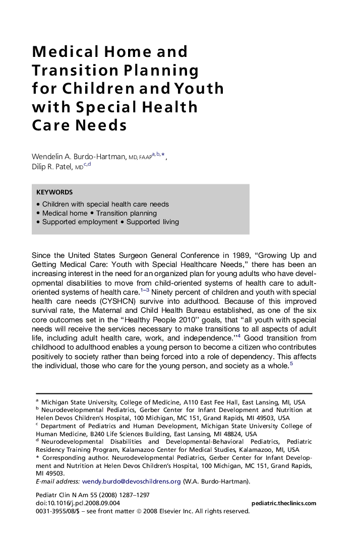 Medical Home and Transition Planning for Children and Youth with Special Health Care Needs