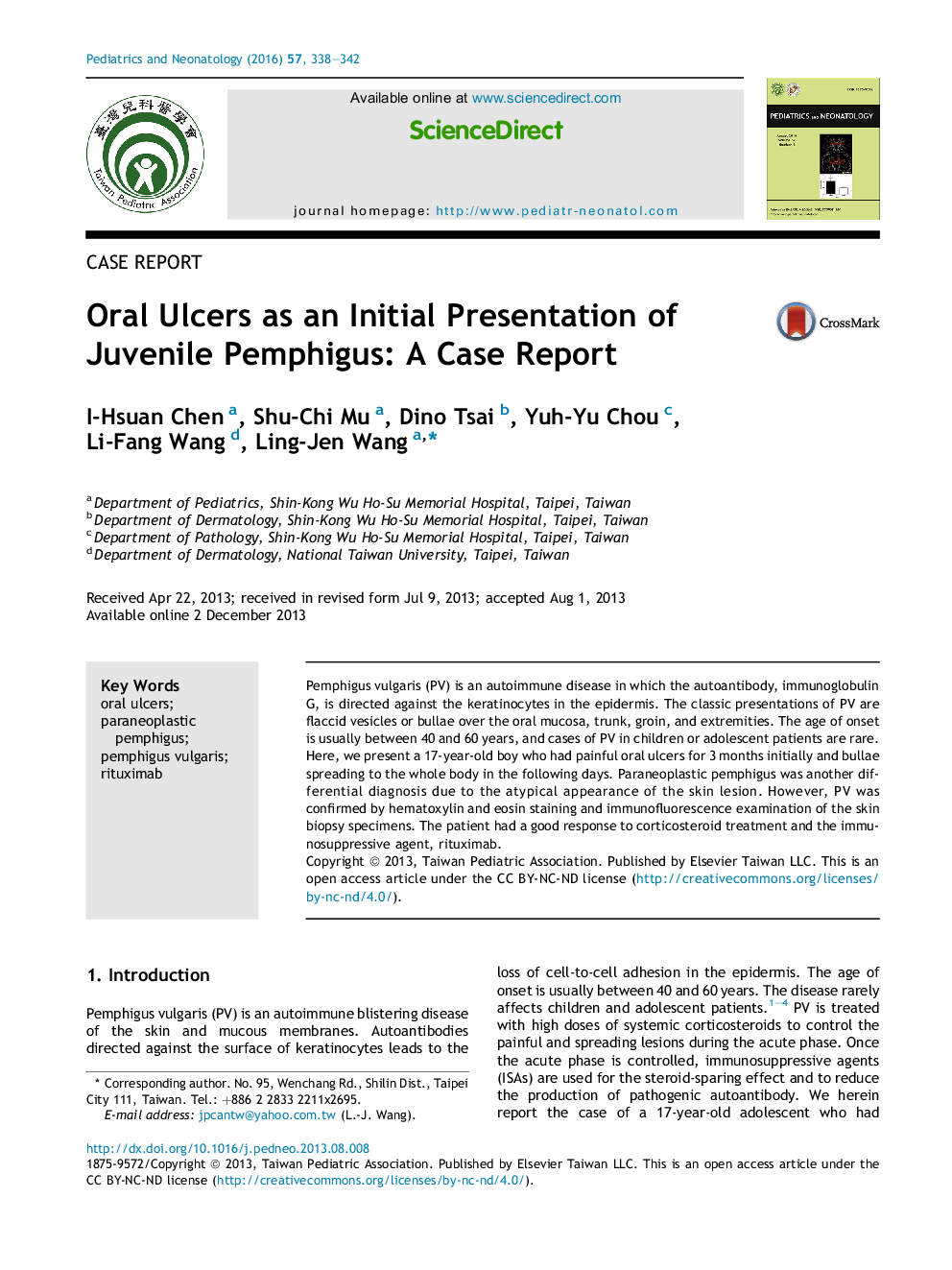 Oral Ulcers as an Initial Presentation of Juvenile Pemphigus: A Case Report