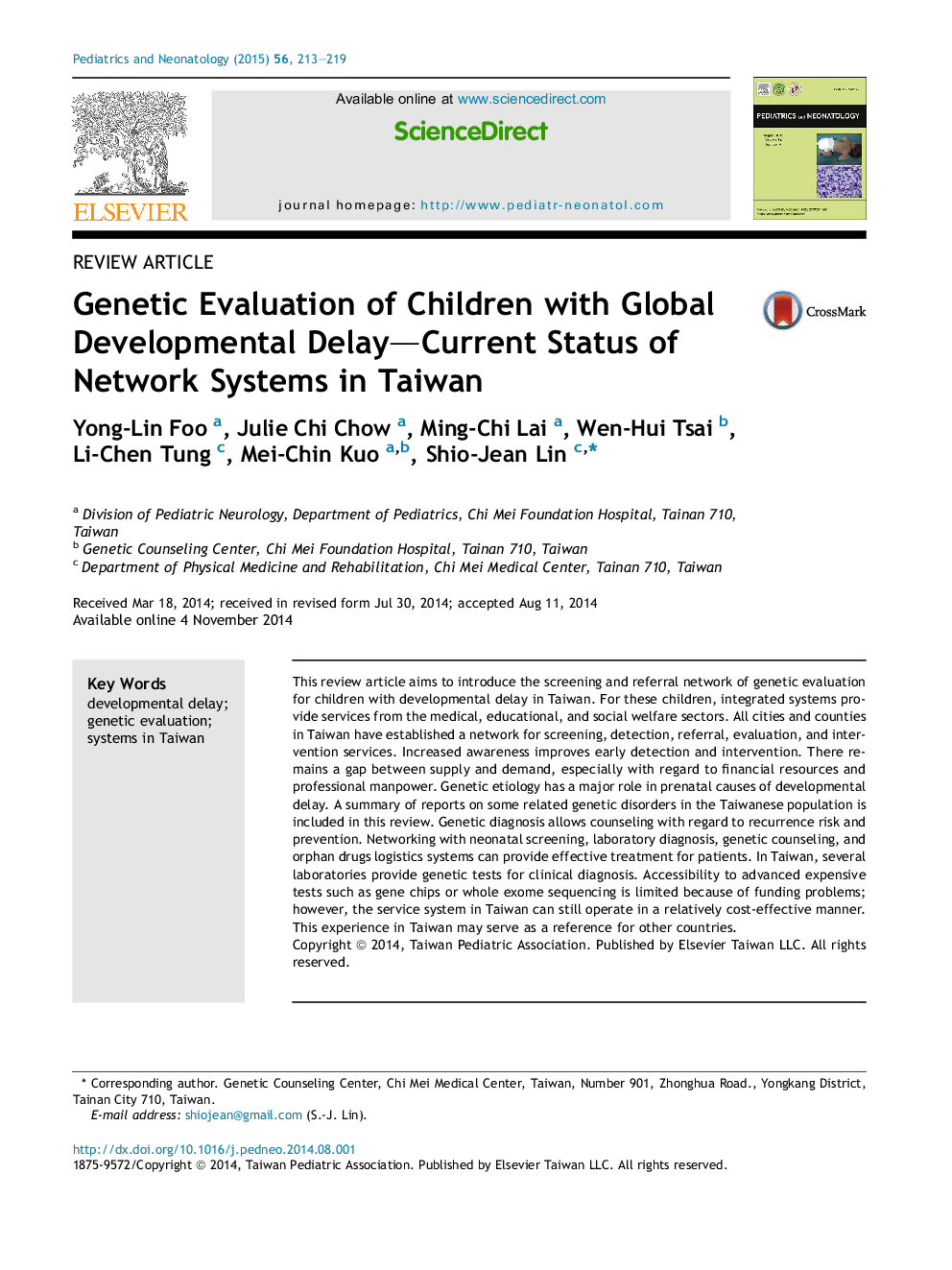 Genetic Evaluation of Children with Global Developmental Delay—Current Status of Network Systems in Taiwan