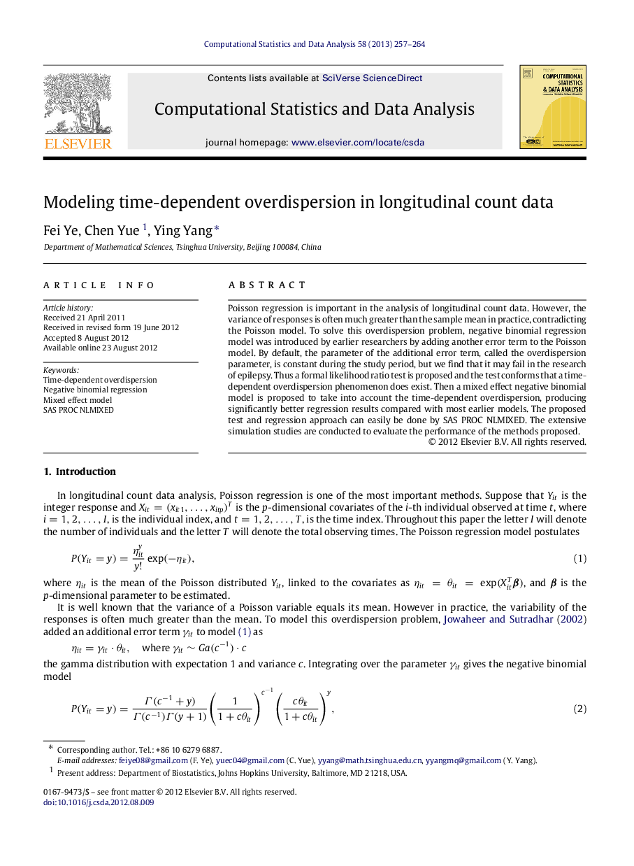 Modeling time-dependent overdispersion in longitudinal count data