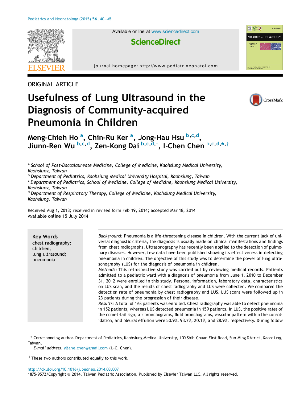 Usefulness of Lung Ultrasound in the Diagnosis of Community-acquired Pneumonia in Children