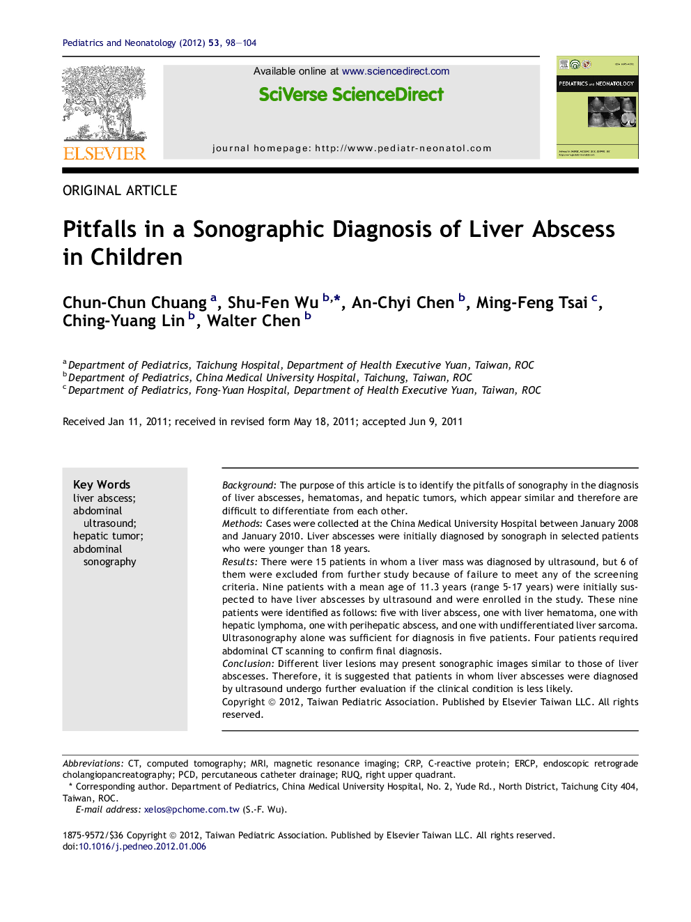 Pitfalls in a Sonographic Diagnosis of Liver Abscess in Children