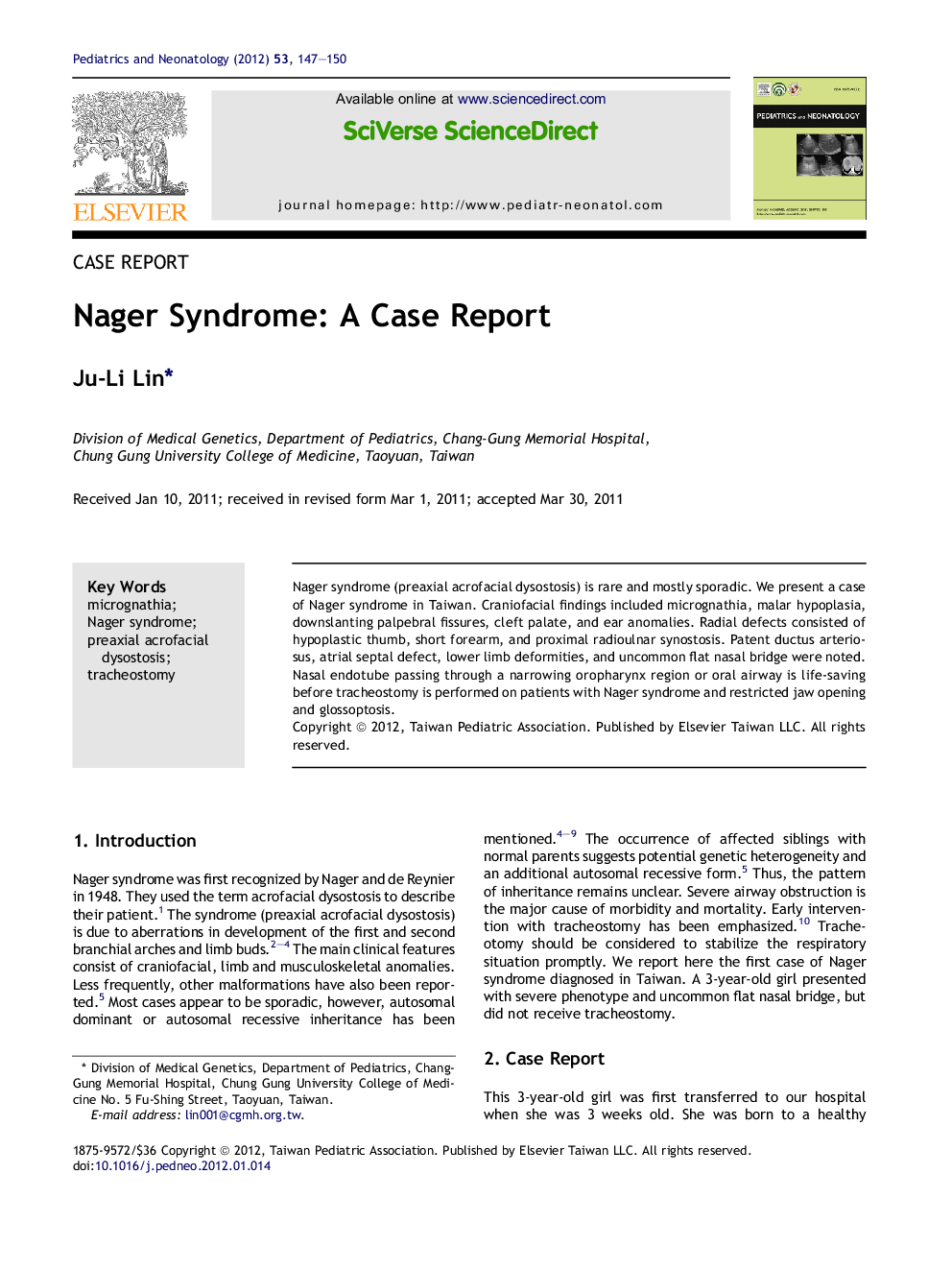 Nager Syndrome: A Case Report