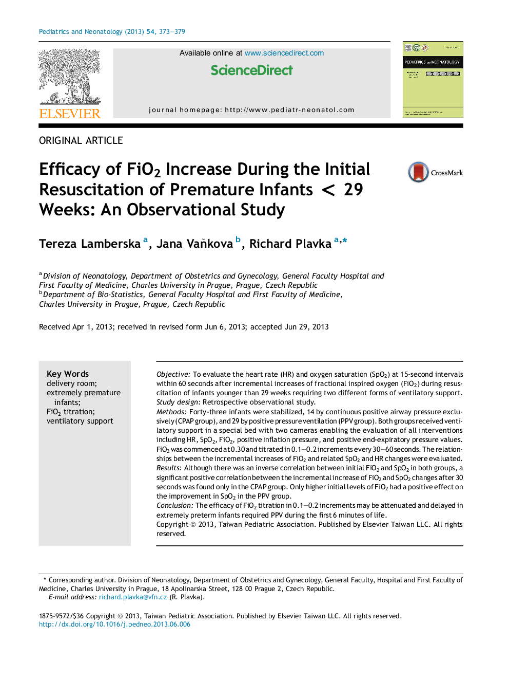 Efficacy of FiO2 Increase During the Initial Resuscitation of Premature Infants < 29 Weeks: An Observational Study