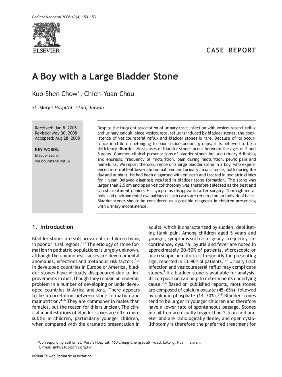 A Boy with a Large Bladder Stone