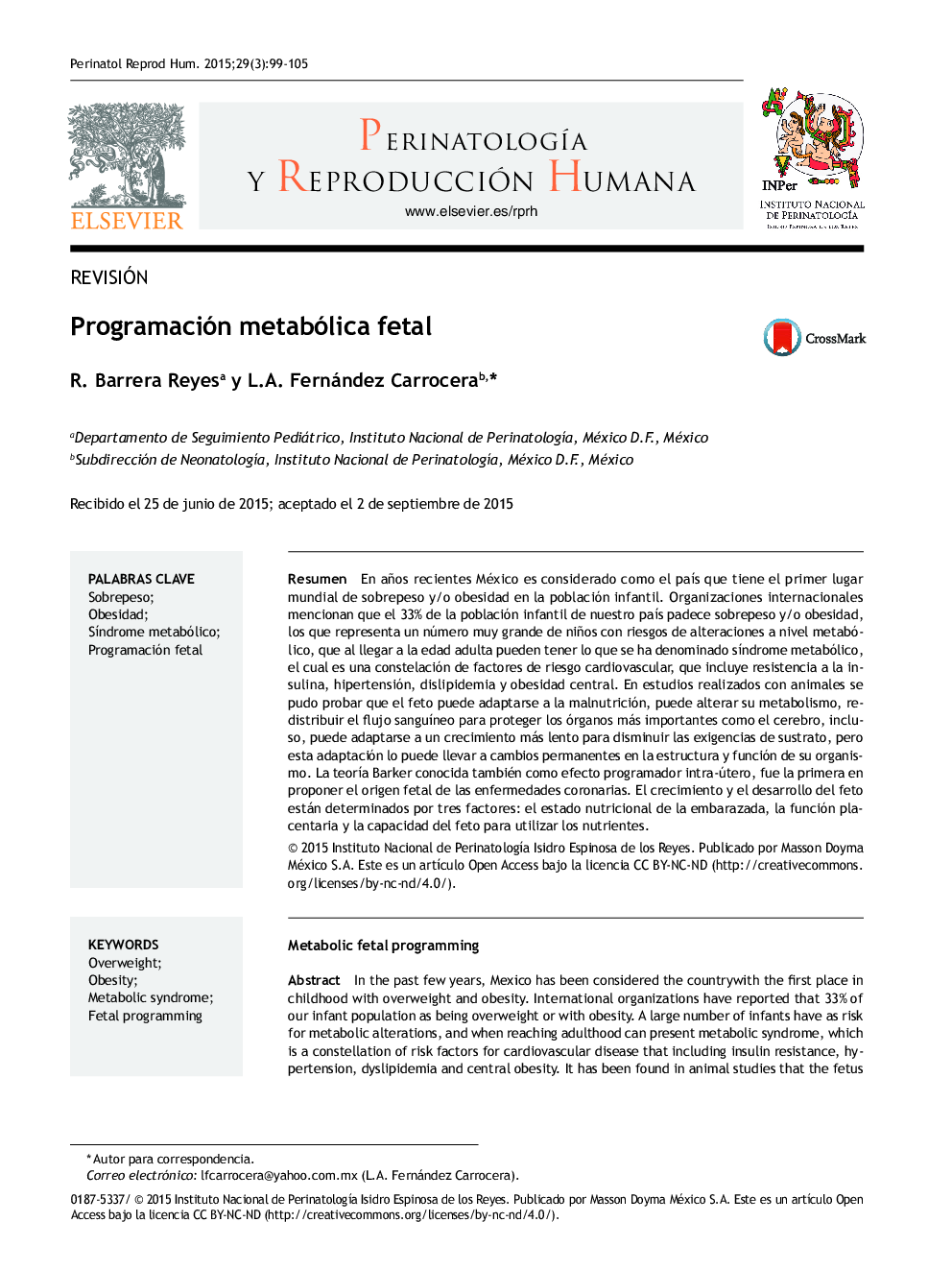 Programación metabólica fetal