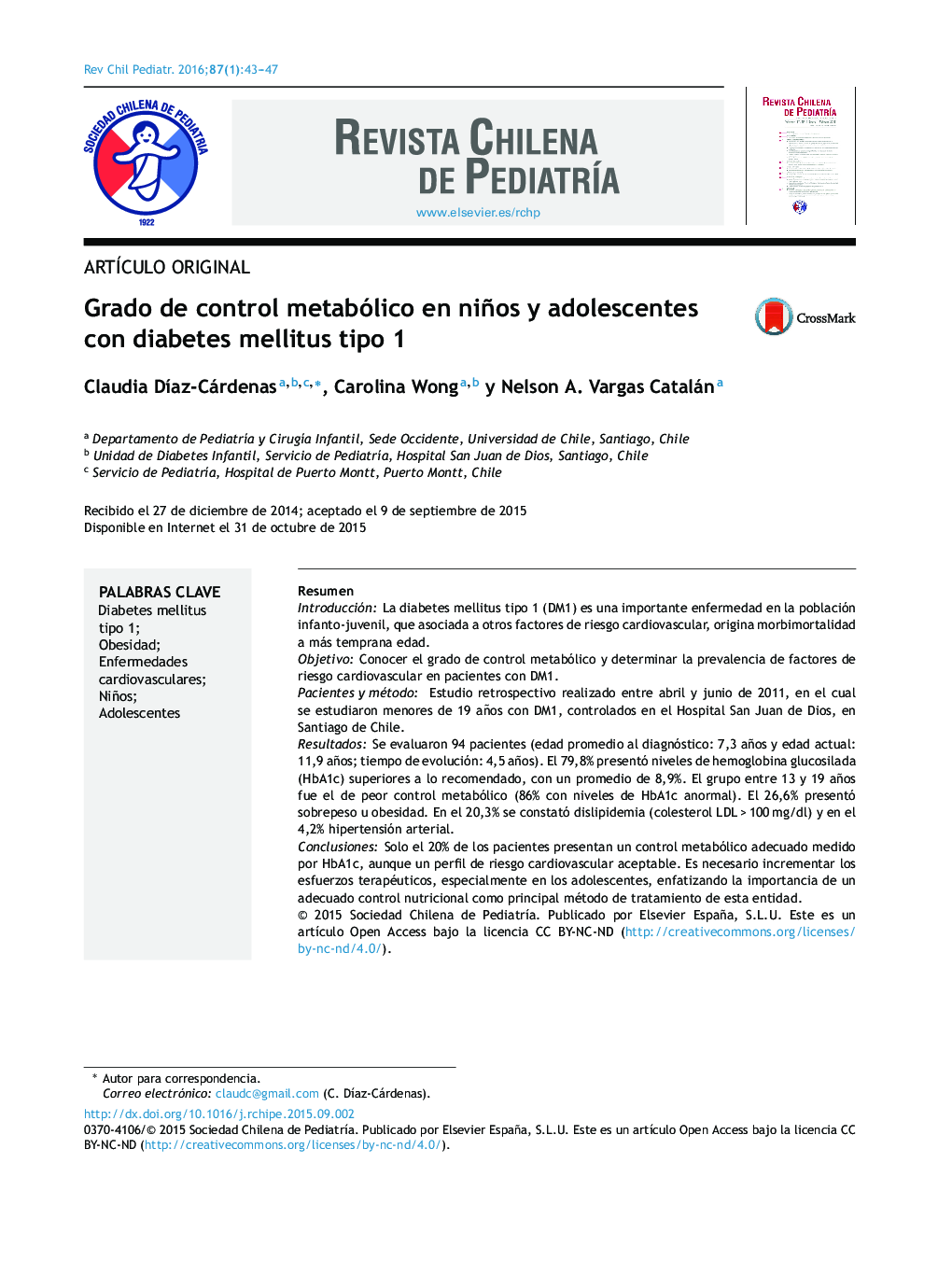 درجه کنترل متابولیک در افراد مبتلا به دیابت نوع 1 و نوجوانان مبتلا به دیابت نوع 1 