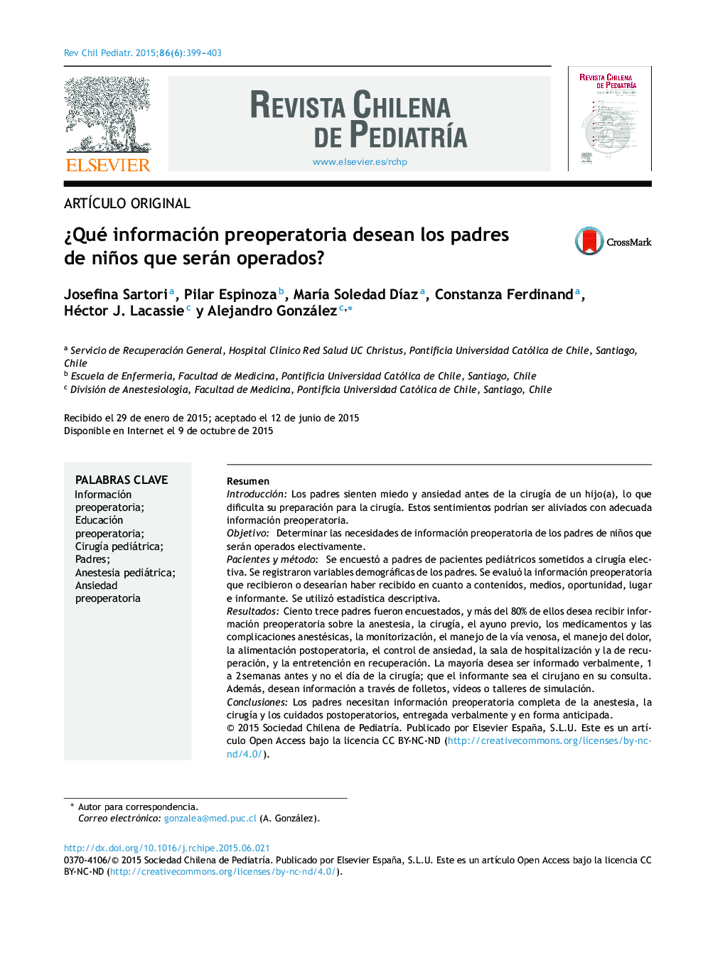 ¿Qué información preoperatoria desean los padres de niños que serán operados?