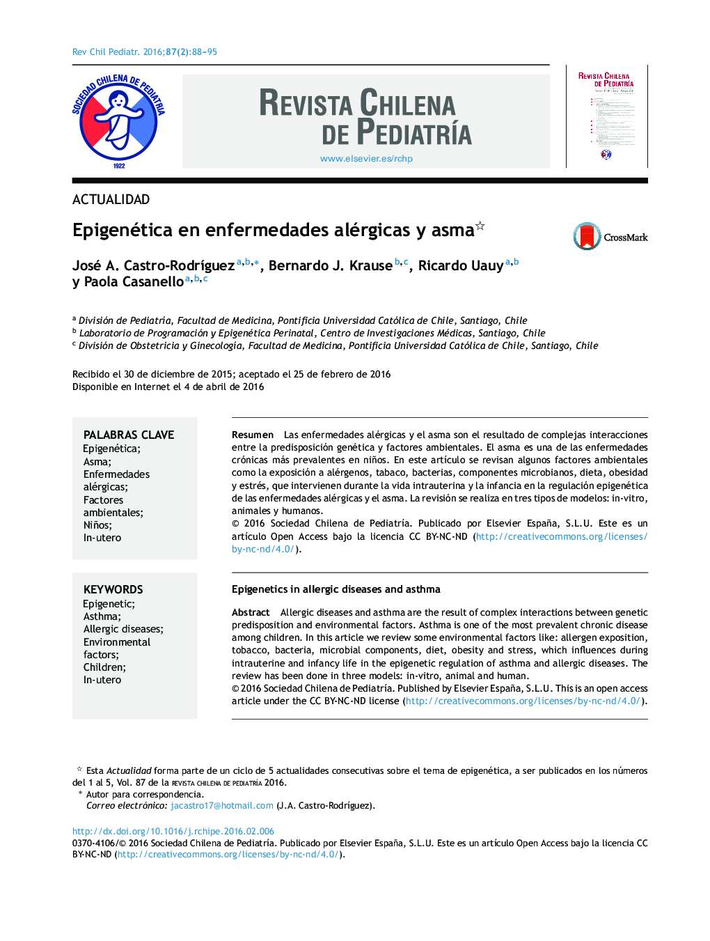 Epigenética en enfermedades alérgicas y asma 