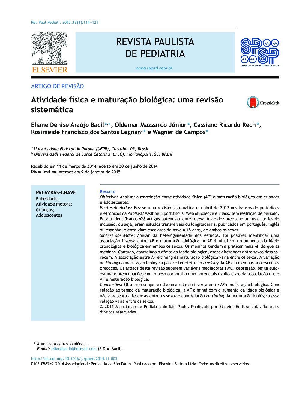 Atividade física e maturação biológica: uma revisão sistemática