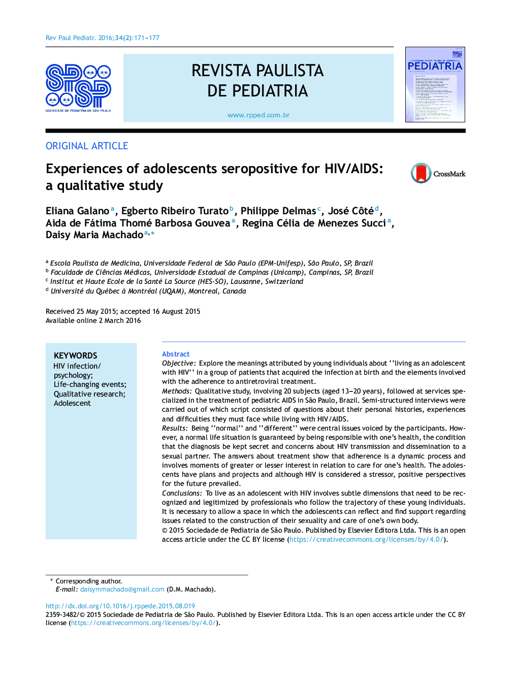 Experiences of adolescents seropositive for HIV/AIDS: a qualitative study