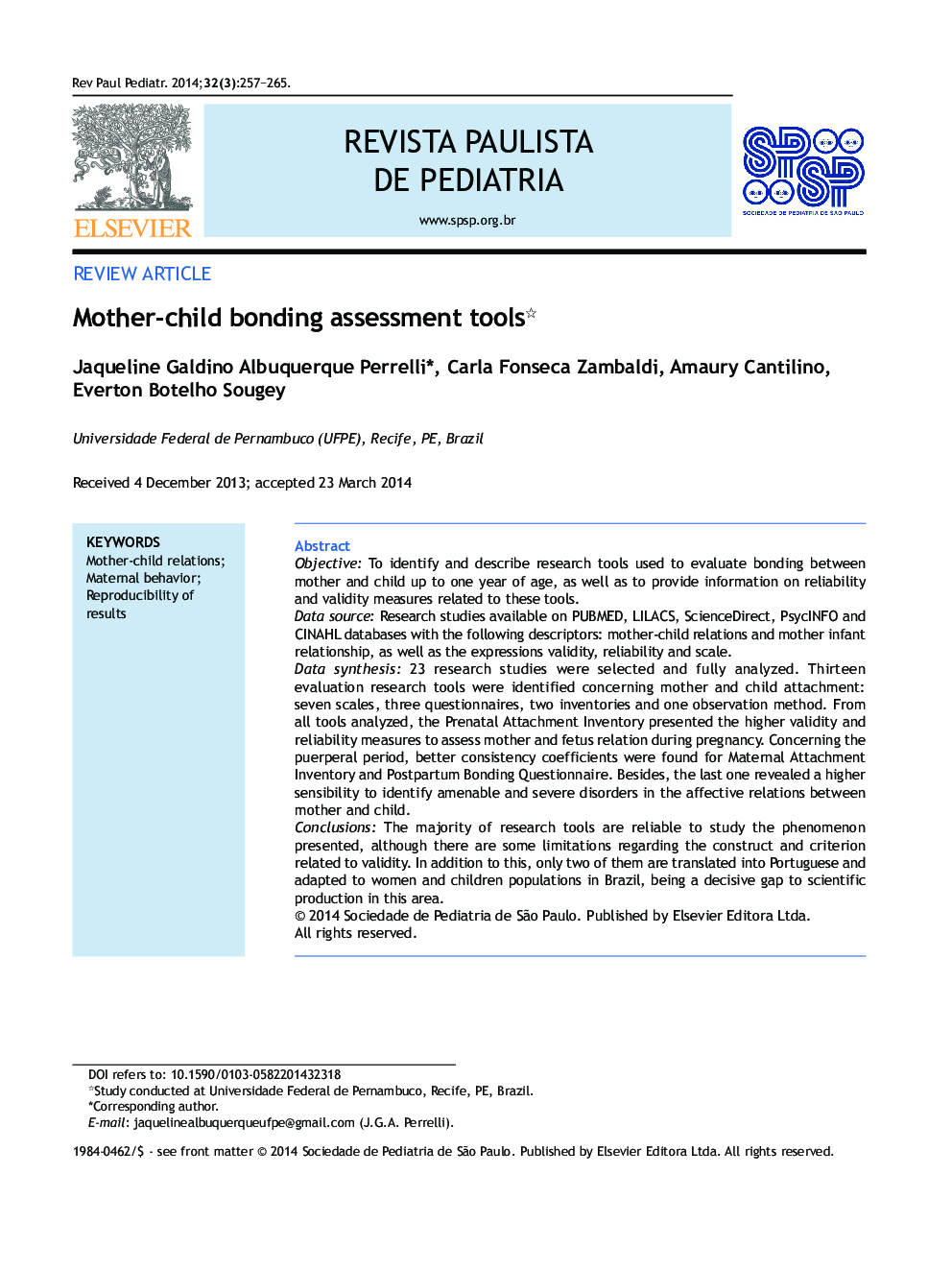 Mother-child bonding assessment tools*