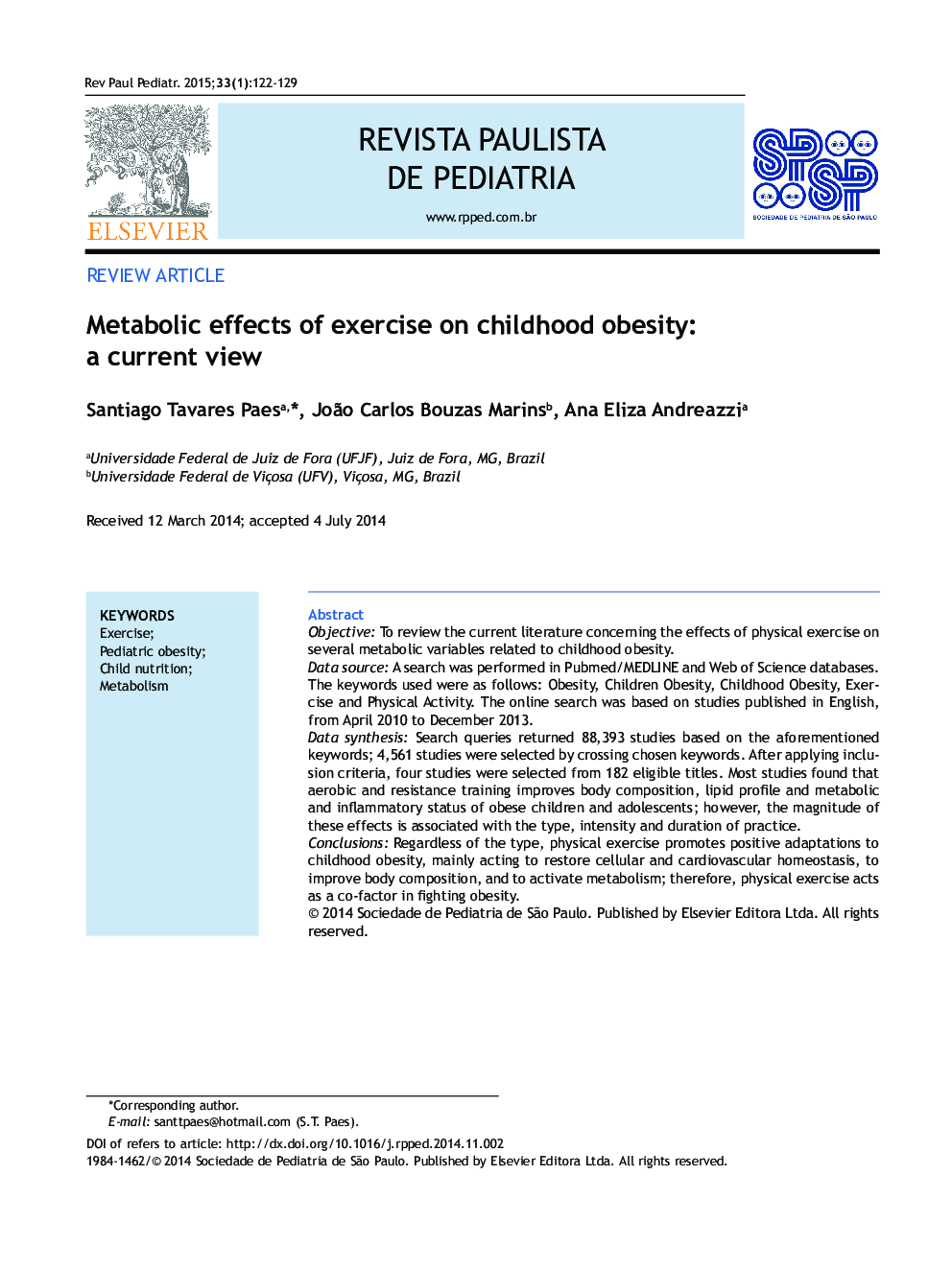 اثرات متابولیک ورزش بر چاقی کودکان: دیدگاه فعلی 