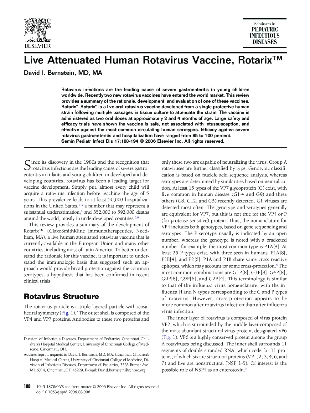 Live Attenuated Human Rotavirus Vaccine, Rotarix™