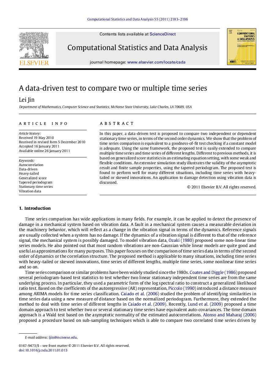 A data-driven test to compare two or multiple time series