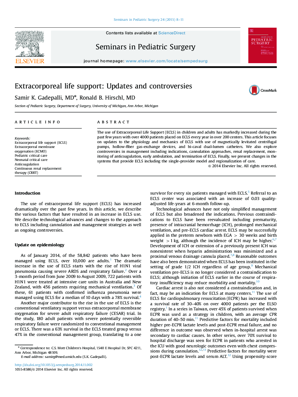 Extracorporeal life support: Updates and controversies