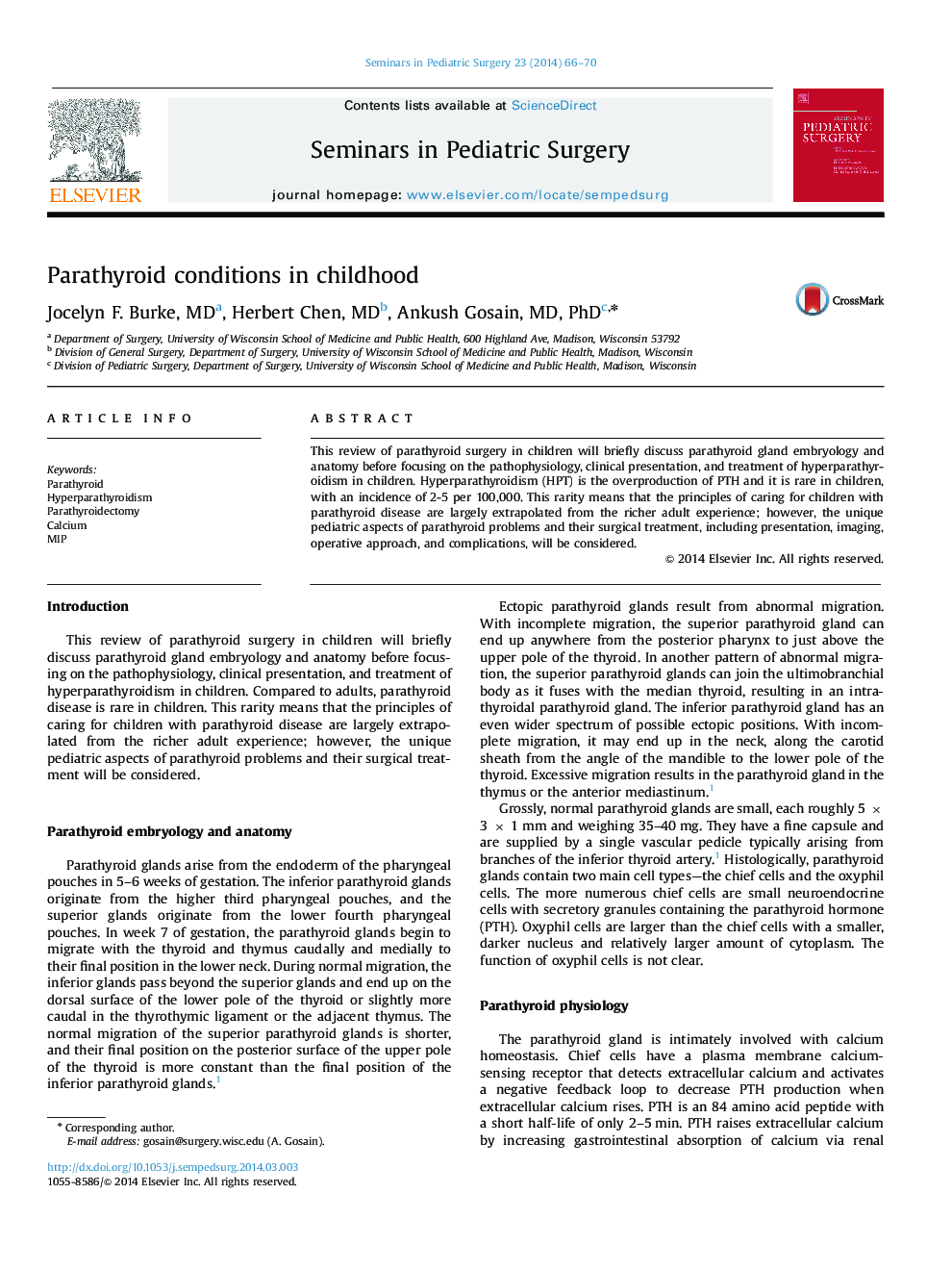 Parathyroid conditions in childhood