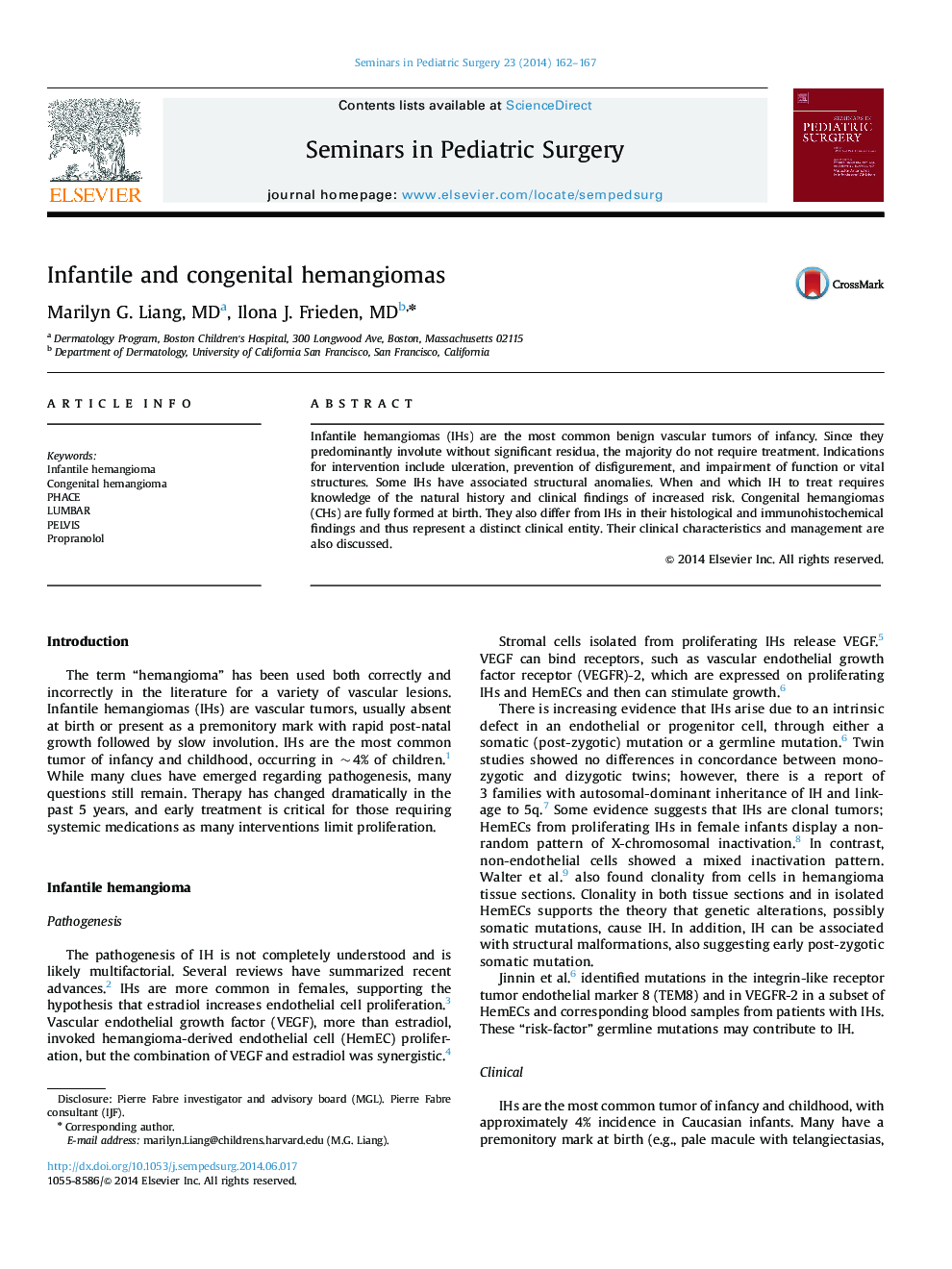 Infantile and congenital hemangiomas 