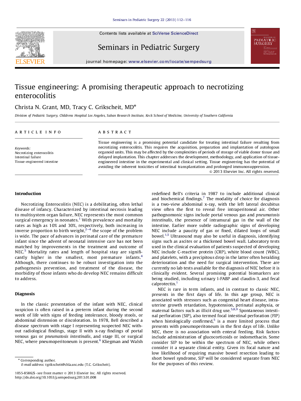 Tissue engineering: A promising therapeutic approach to necrotizing enterocolitis