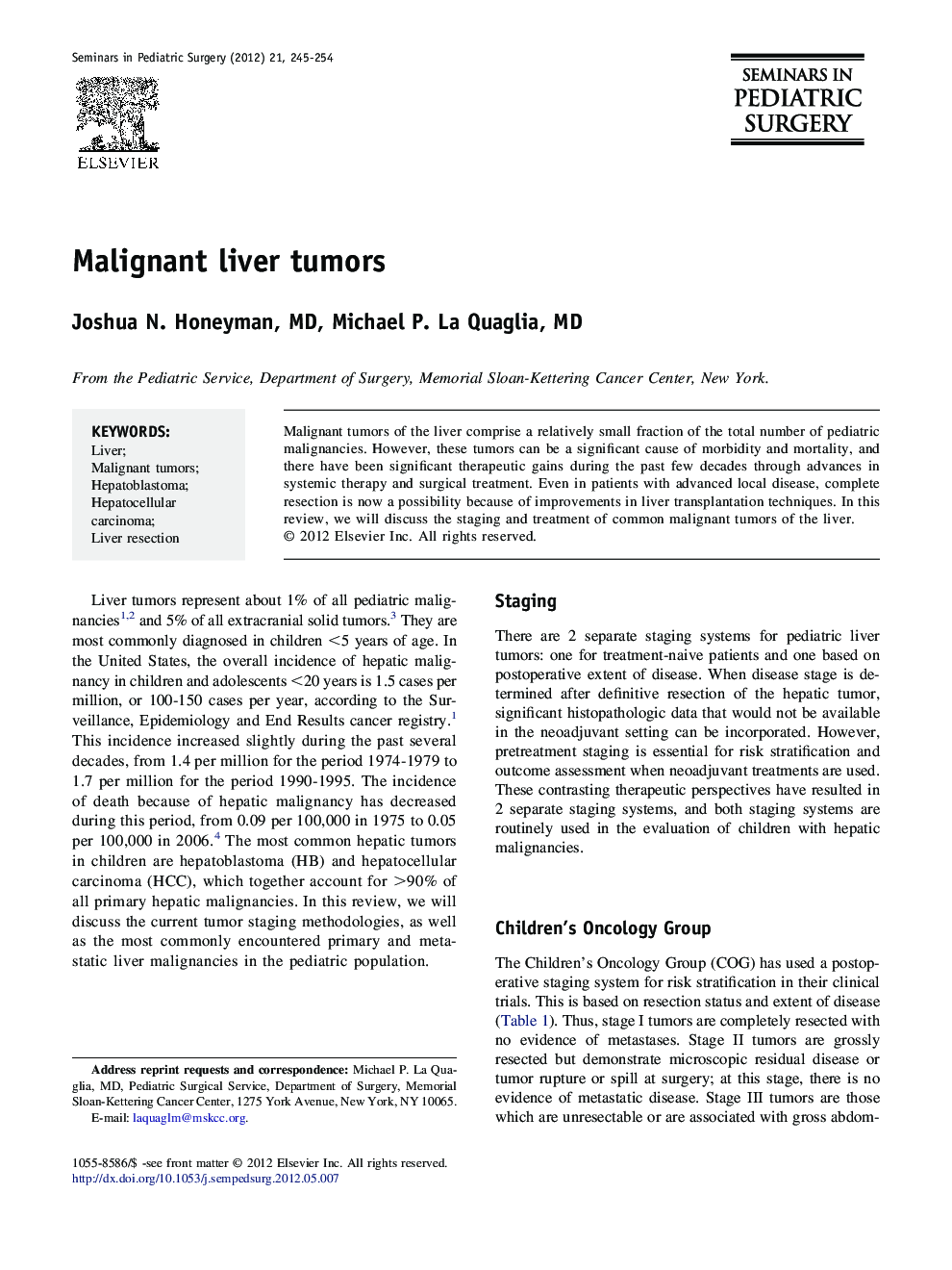 Malignant liver tumors