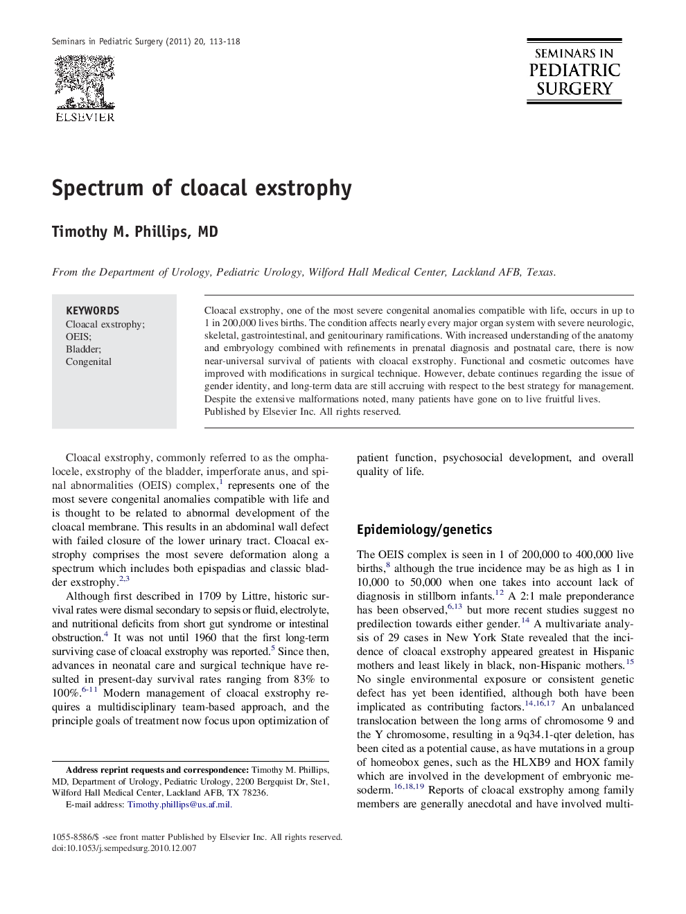 Spectrum of cloacal exstrophy