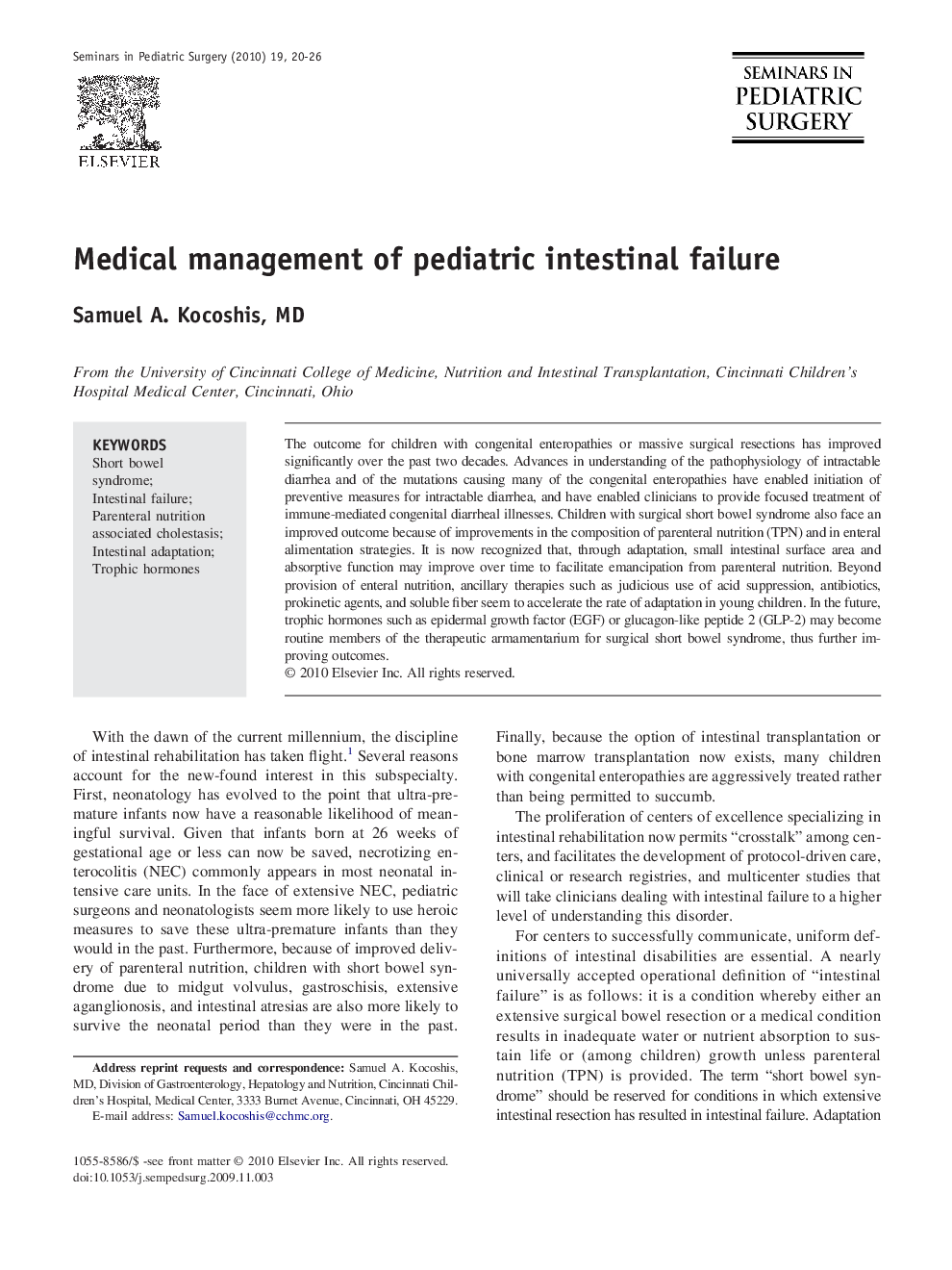 Medical management of pediatric intestinal failure