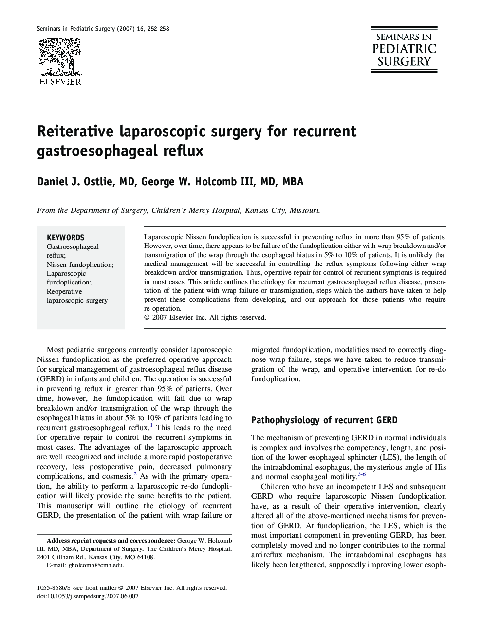 Reiterative laparoscopic surgery for recurrent gastroesophageal reflux