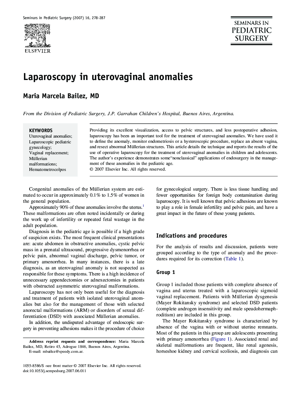 Laparoscopy in uterovaginal anomalies