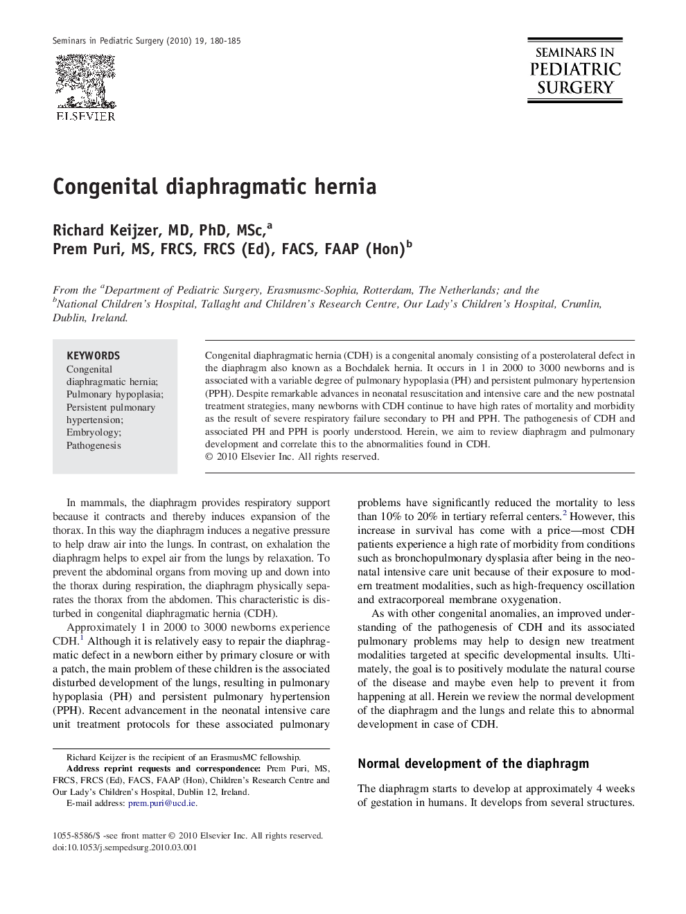 Congenital diaphragmatic hernia 