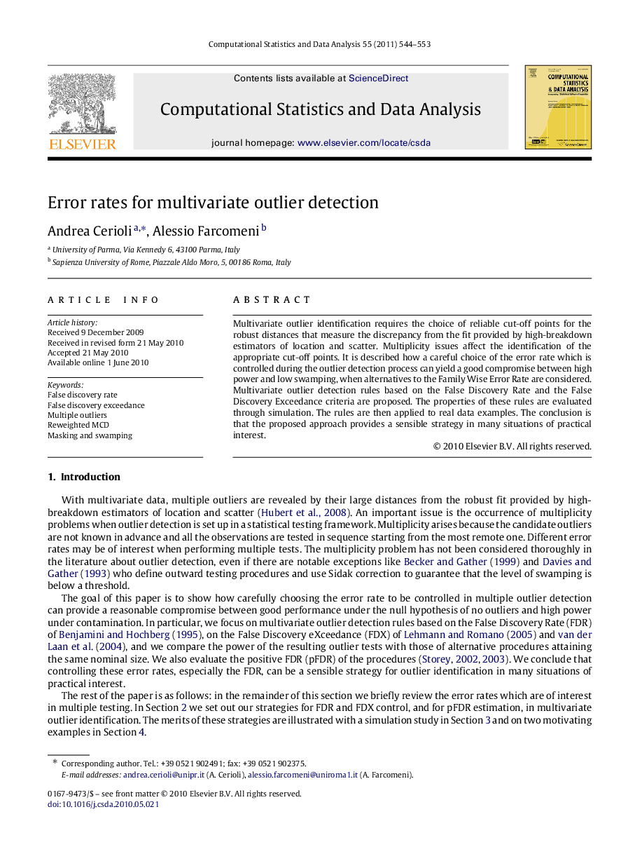 Error rates for multivariate outlier detection