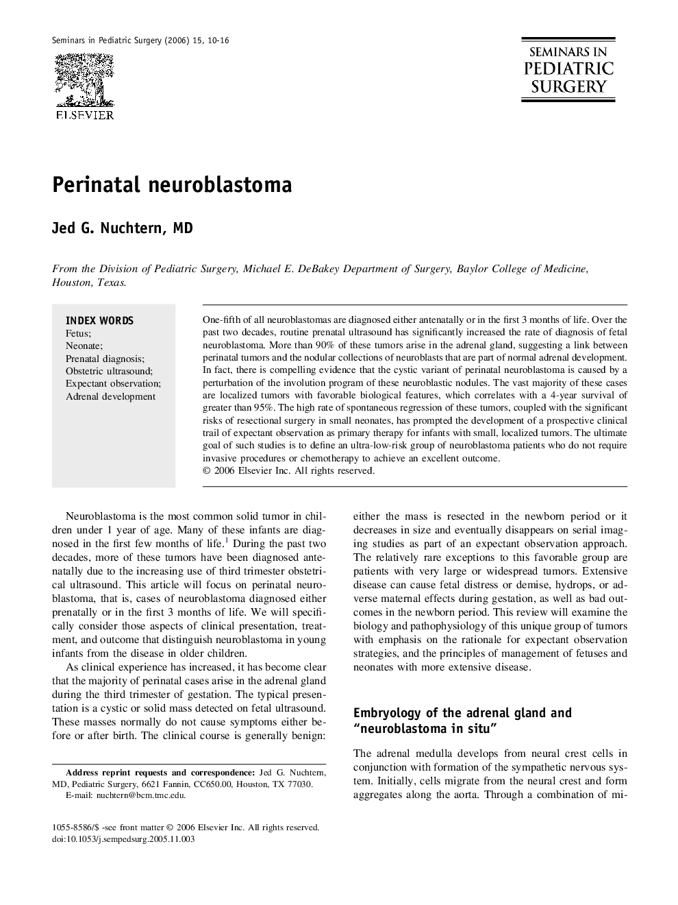 Perinatal neuroblastoma