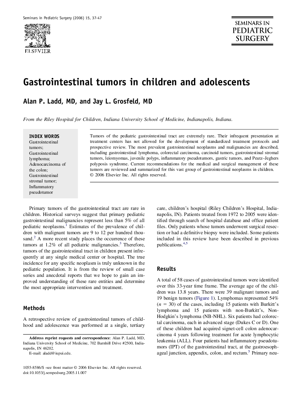 Gastrointestinal tumors in children and adolescents