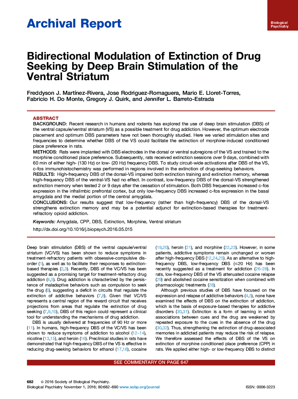 Bidirectional Modulation of Extinction of Drug Seeking by Deep Brain Stimulation of the Ventral Striatum