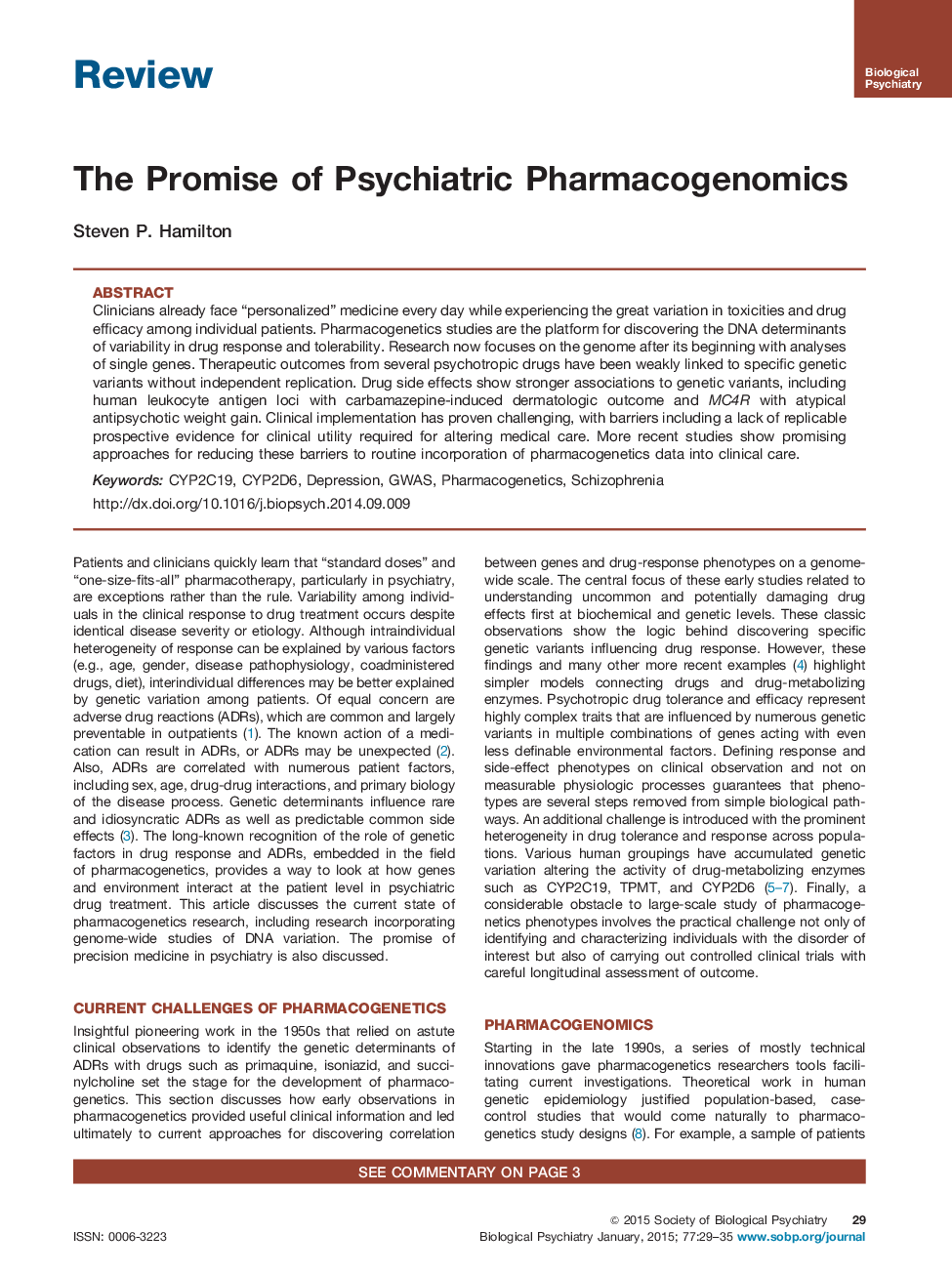 The Promise of Psychiatric Pharmacogenomics