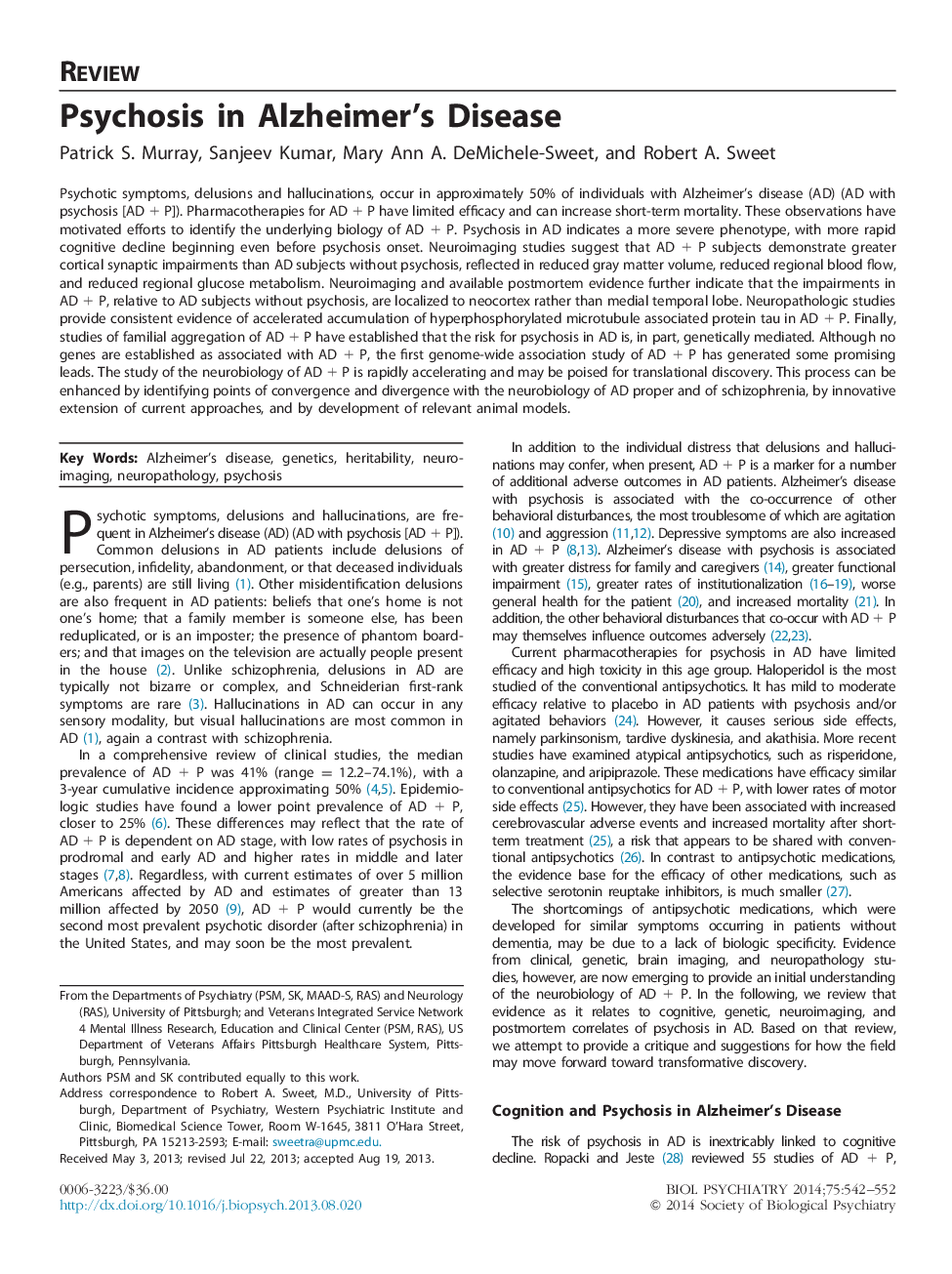 Psychosis in Alzheimer’s Disease 