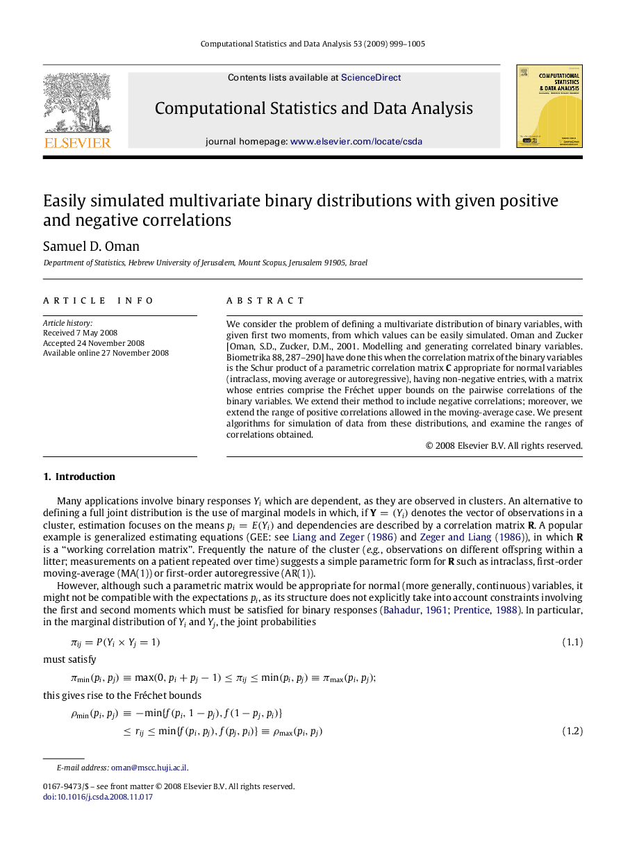 Easily simulated multivariate binary distributions with given positive and negative correlations