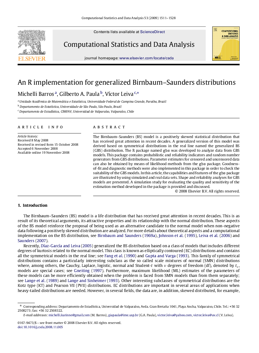 An R implementation for generalized Birnbaum–Saunders distributions