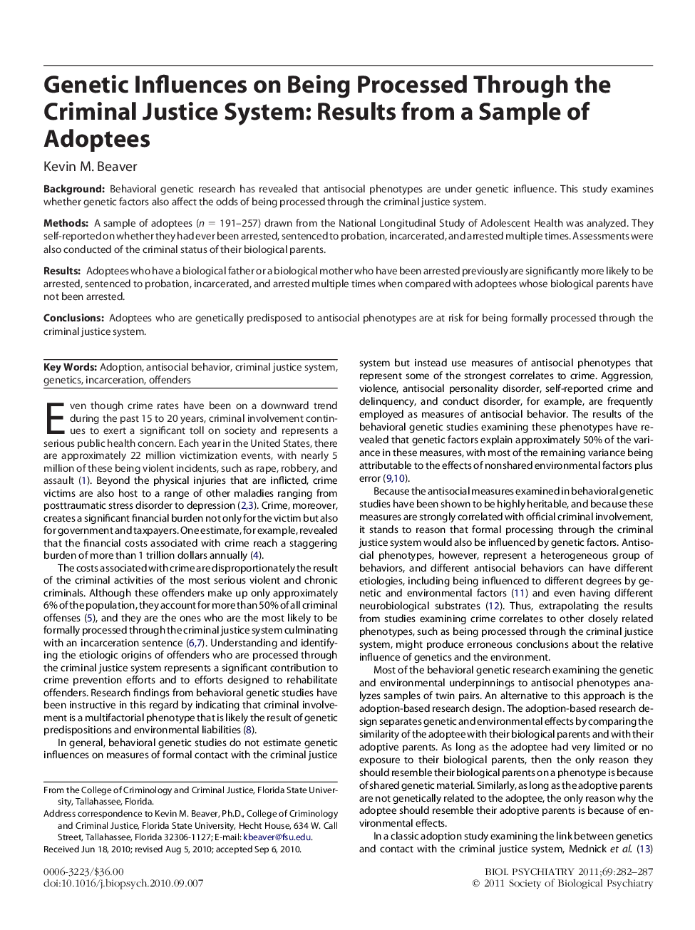 Genetic Influences on Being Processed Through the Criminal Justice System: Results from a Sample of Adoptees