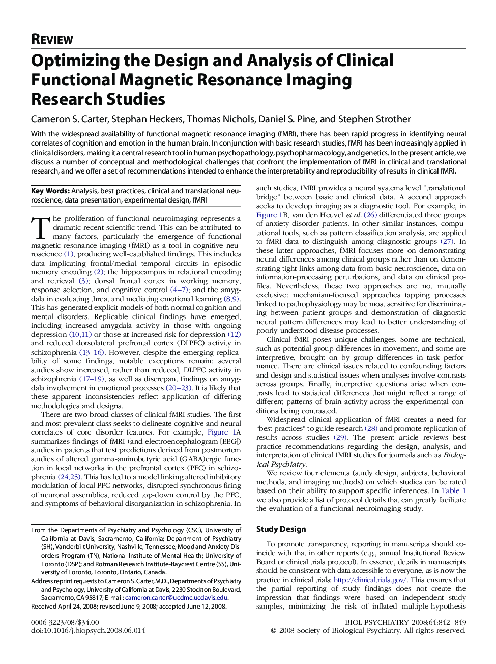 Optimizing the Design and Analysis of Clinical Functional Magnetic Resonance Imaging Research Studies