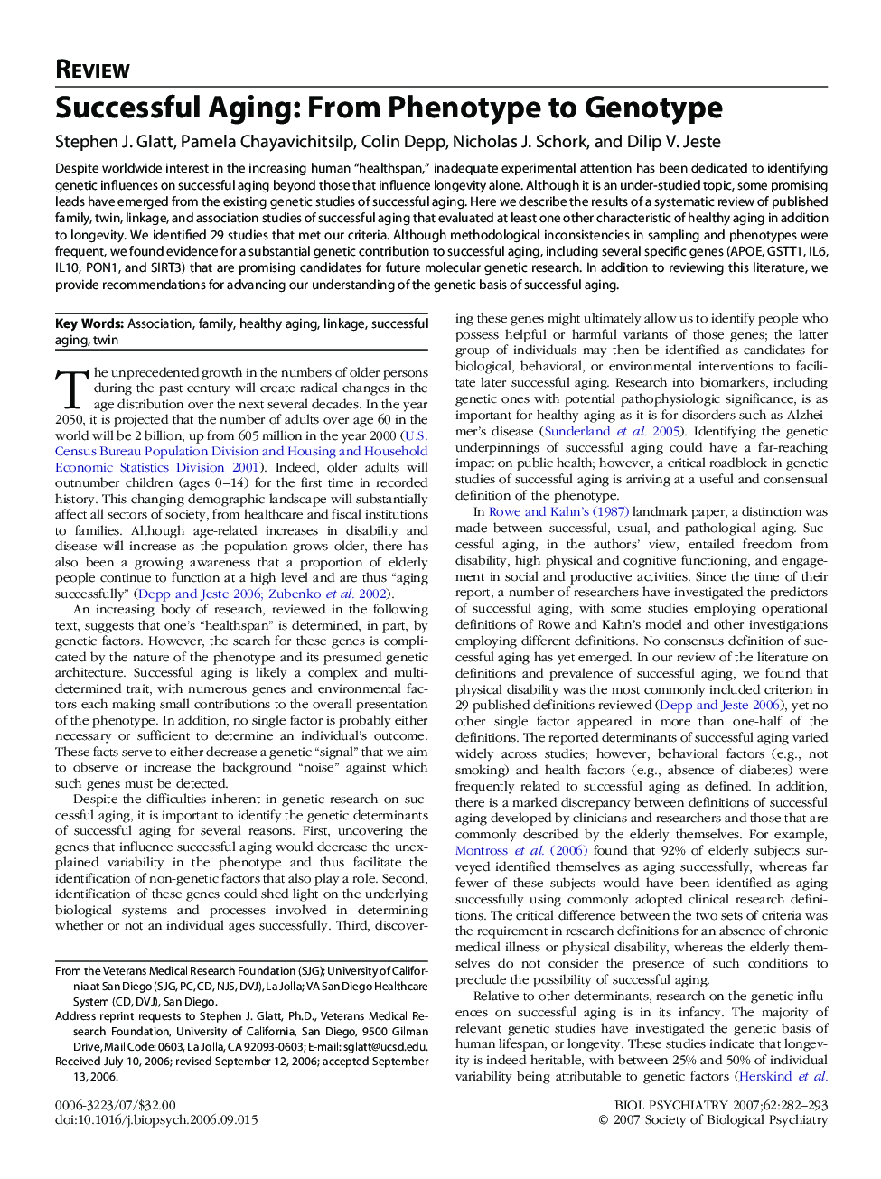 Successful Aging: From Phenotype to Genotype