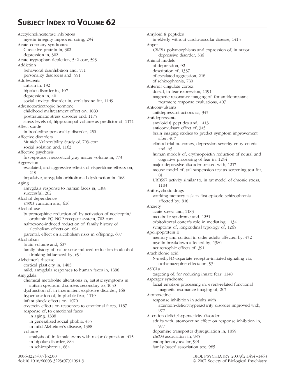 Subject Index