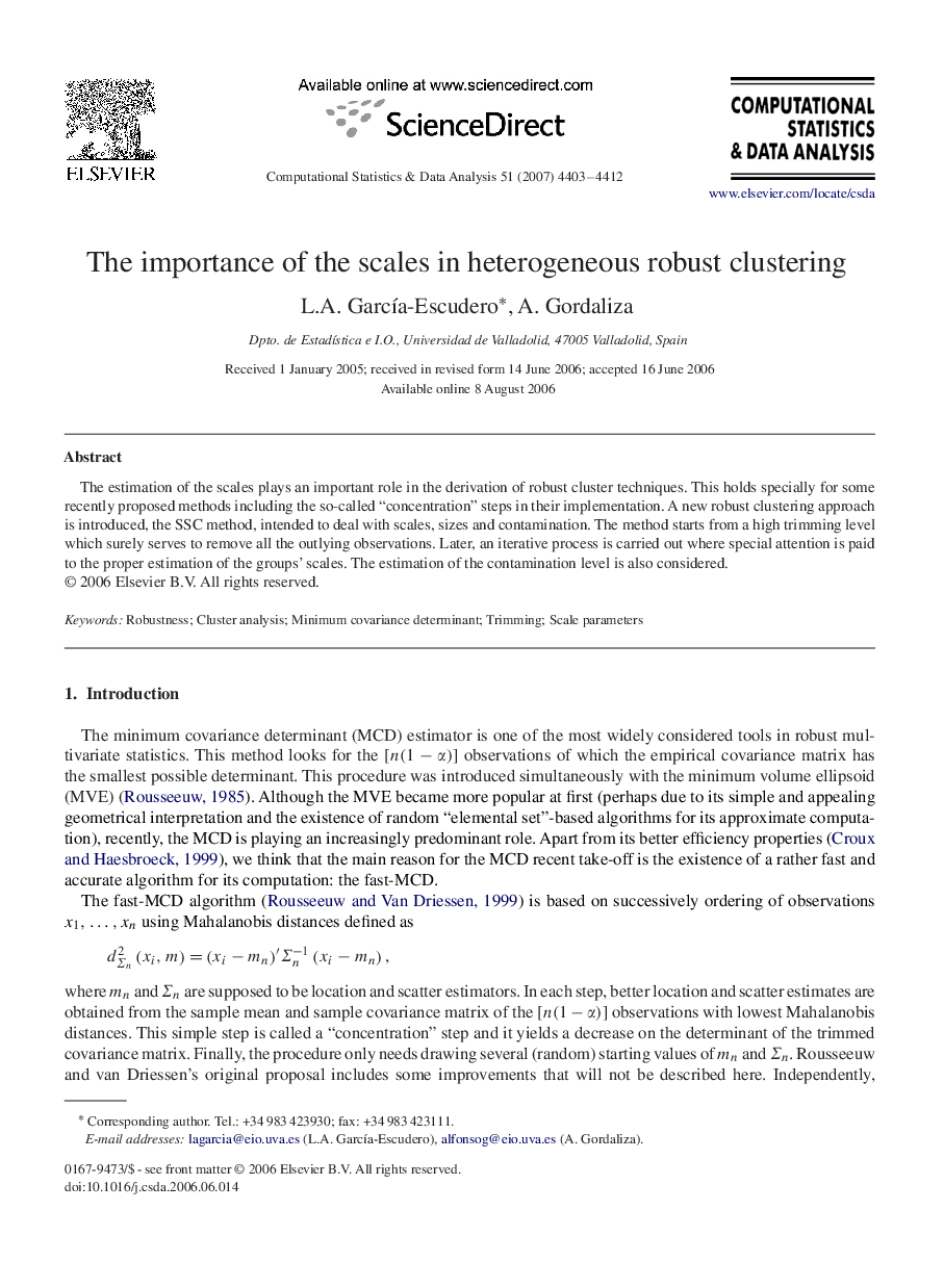 The importance of the scales in heterogeneous robust clustering